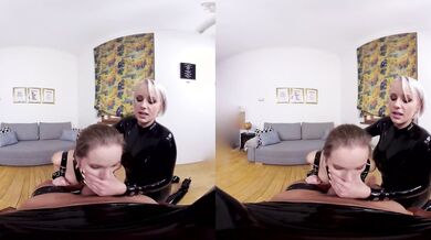 Leather-Clad Mistresses Punish Their Obedient Slave in Brutal Domination - Mature VR Tube