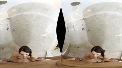 Gabbie Carter Gets Her Pretty Face Covered in Cum in the Shower - Only on MatureVRTube