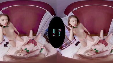 Naughty Christmas Threesome with Blonde and Brunette - Exclusively on MatureVRTube