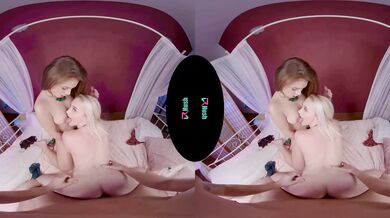 Naughty Christmas Threesome with Blonde and Brunette - Exclusively on MatureVRTube