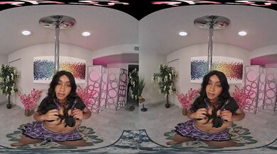 Big-Titted Ebony Schoolgirl Works the Pole Before Riding Hard in VR - Mature VR Tube